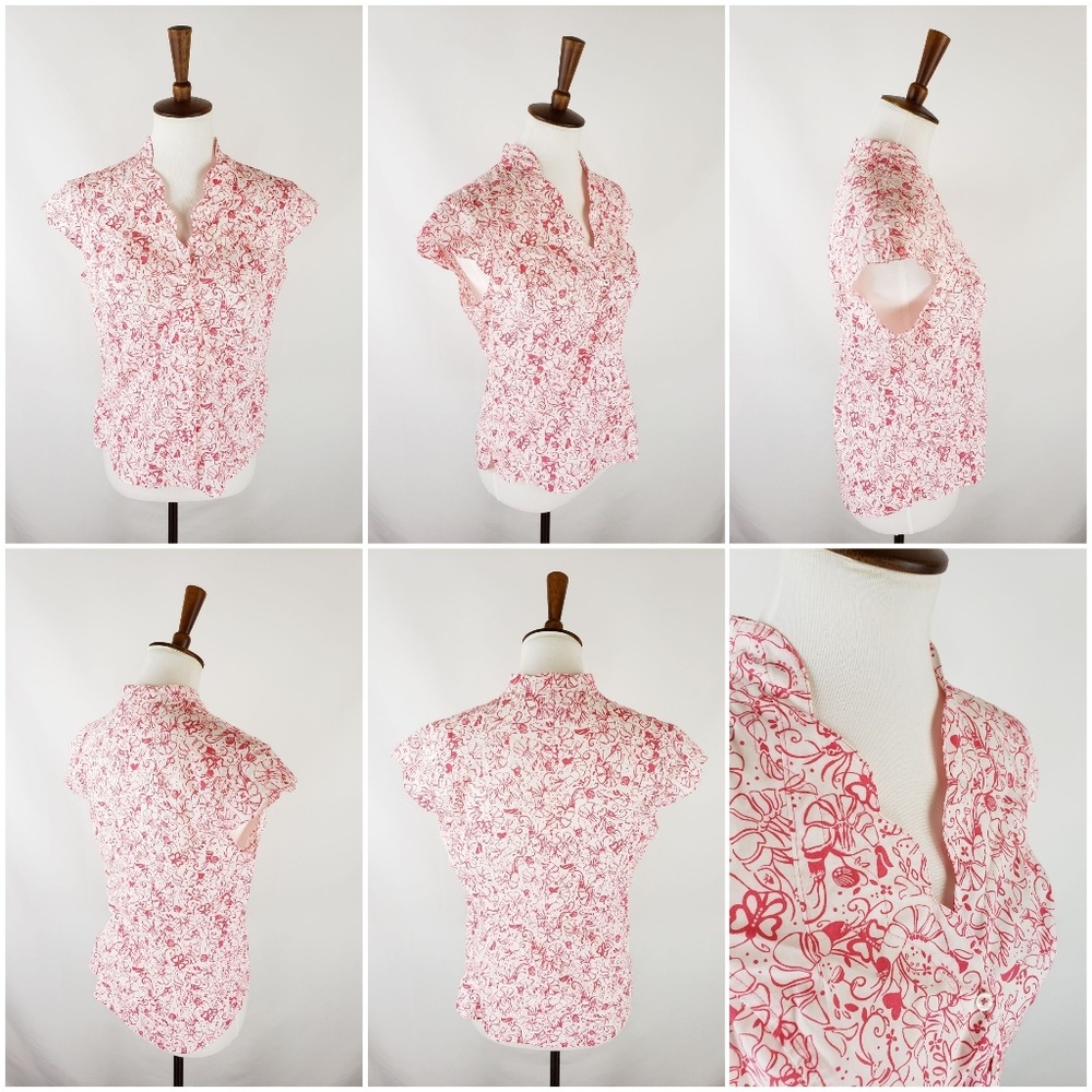 Lilly Pulitzer Pink White Bubba Shrimp Top Size 10